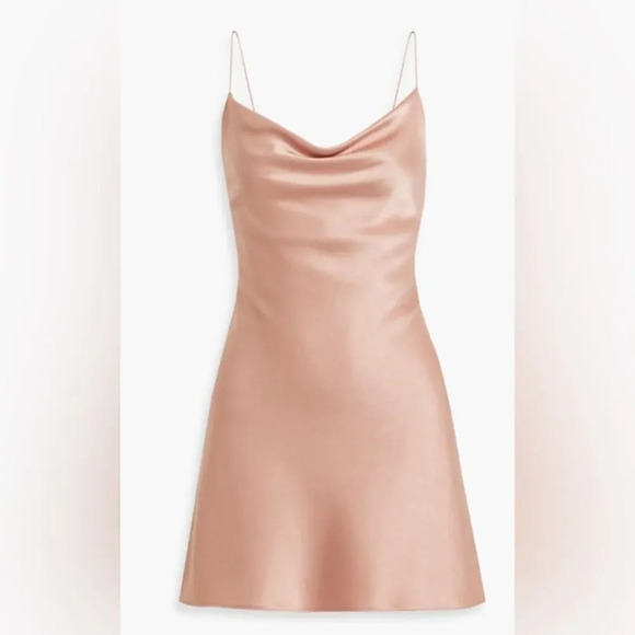 Alice + Olivia Harmony Draped Satin Crepe Mini Dress Rose Size 4 - Picture 3 of 7